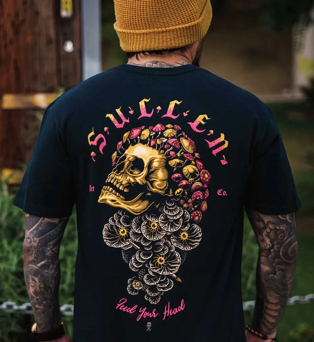 Sullen Feed Your Head Skull Mushroom Black Premium T Shirt UK M 3XL No Duty