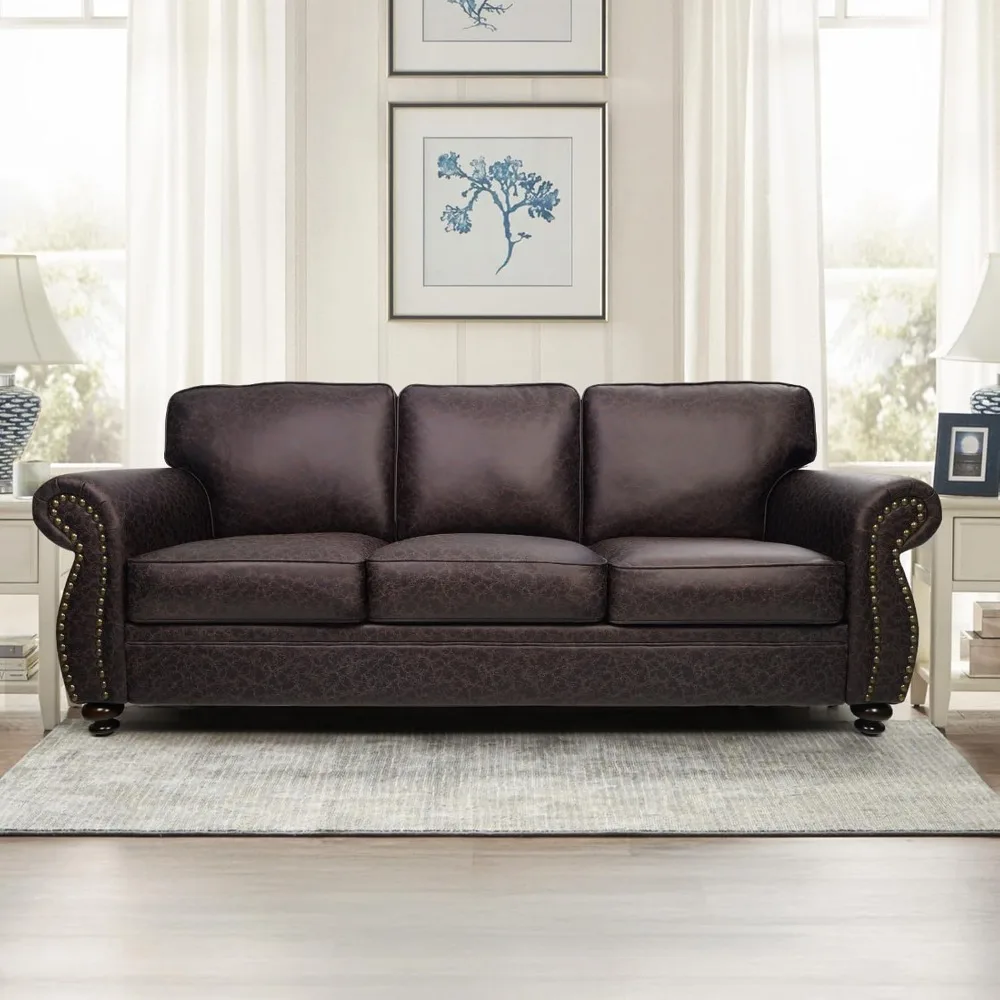 Sofa Couches with Rivet Design,loveseat Sofas,Removable Sofas Cover Upholstered Cushions and Solid Wood Frame, Sofa