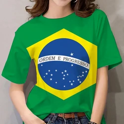 Brazil Flag T Shirt Women Fashion Short Sleeve Tops Tees Brasil Flag Tshirt Harajuku Oversized Tees Crew Neck Camisetas Green