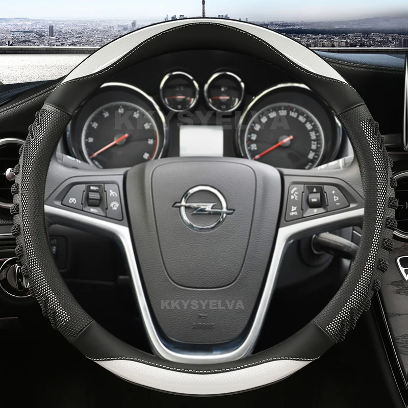 ألياف الكربون + الجلود غطاء عجلة القيادة سيارة لأوبل إنسيجنيا 2008-2013 أسترا (J) كاسكادا موكا 2012-2019 اكسسوارات السيارات