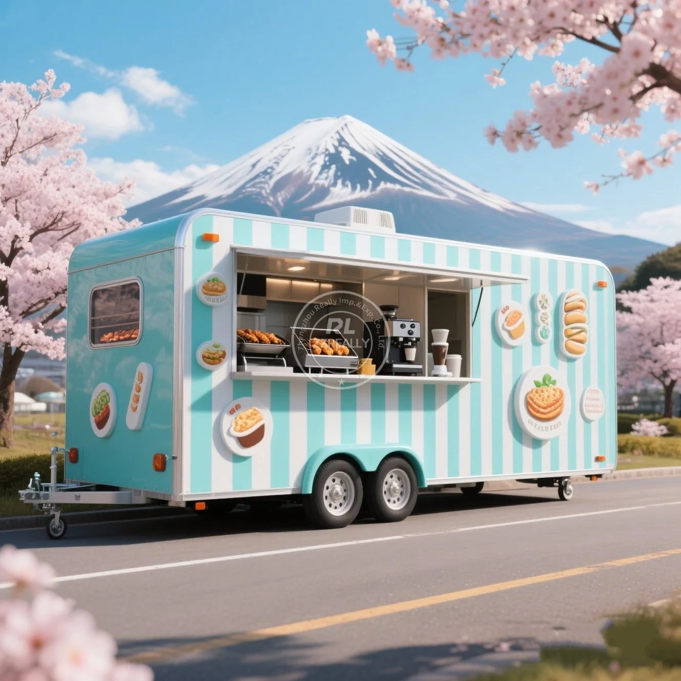 

High-end Food Truck Trailer Street Mobile Food Cart Outdoor Kitchen Fast Food Truck with Cooking Equipment for Sale
