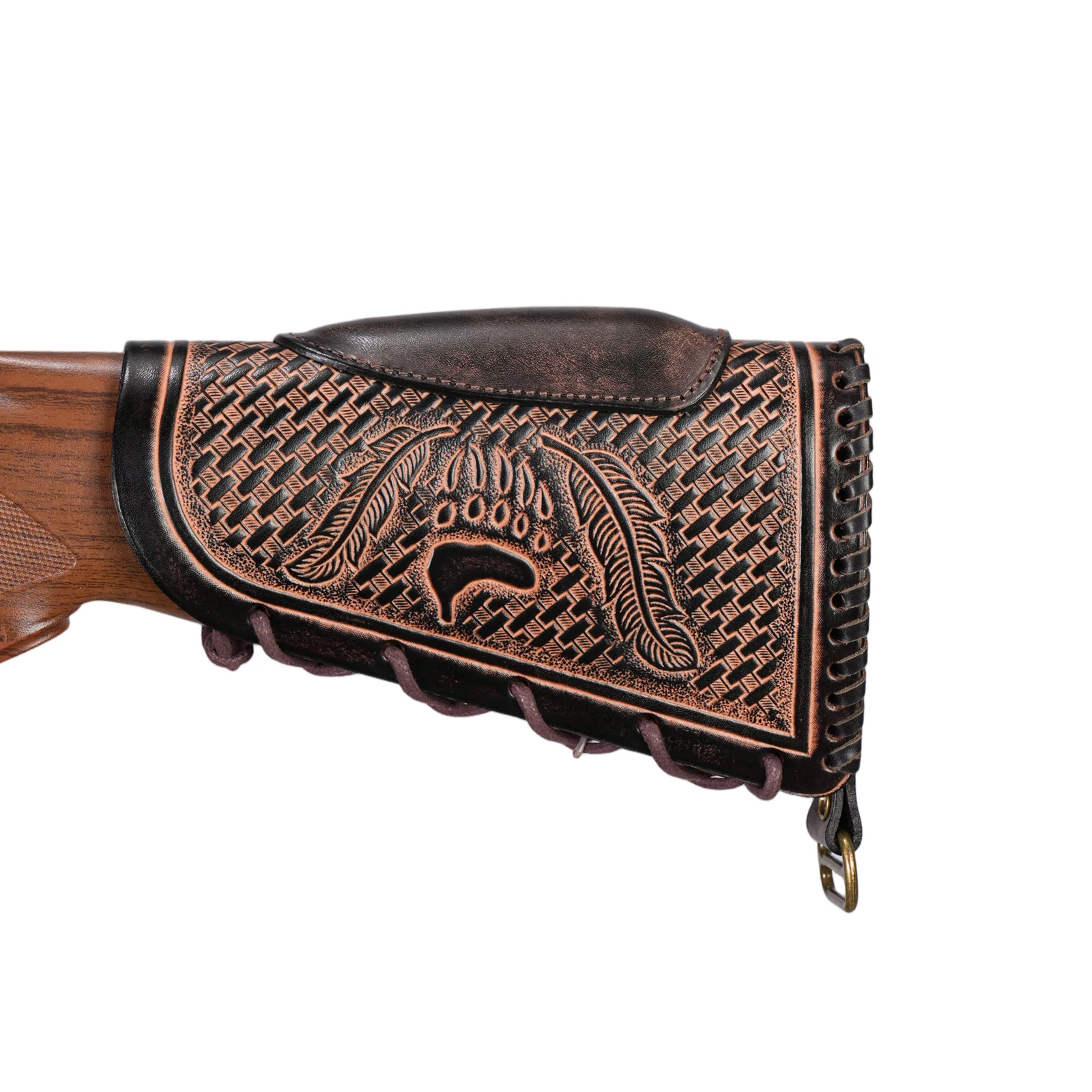 Tourbon Jagd-Leder-Gewehrschaftabdeckung, verstellbare Gewehrschaftauflage mit Munitionsschlaufen, passend für 30.06, 30.30, 308 usw. – Detail 8