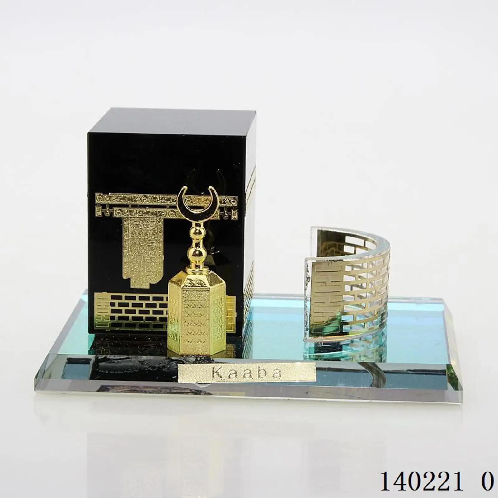 Muslim Crystal Gilded Kaaba Miniature Model Showpiece Islamic Architecture