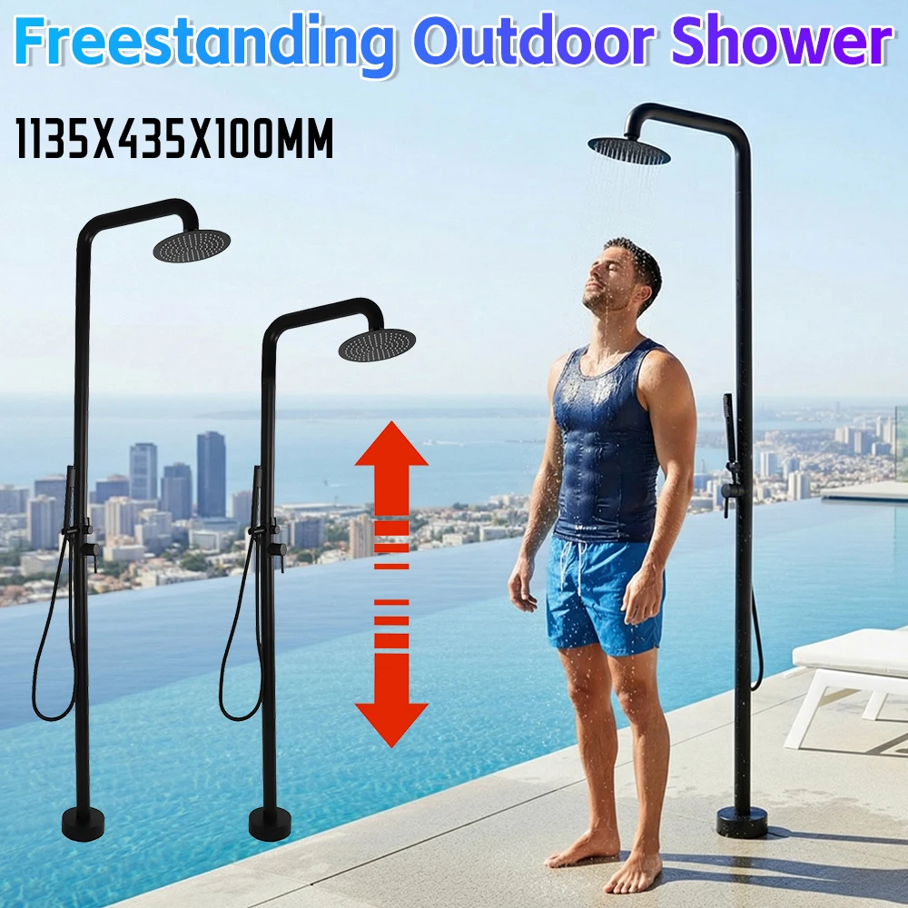 Ducha Exterior de 2 Funciones, Montada en el Suelo, Independiente, Duradera, para Piscina, Jardín, Patio, Playa ﻿