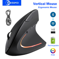 Vertical Mouse Ergonomic Mouse 2.4G Wireless Mouse Dual Mode Bluetooth Mice RGB 1600 DPI Silent Mouse for PC Laptop Desktop