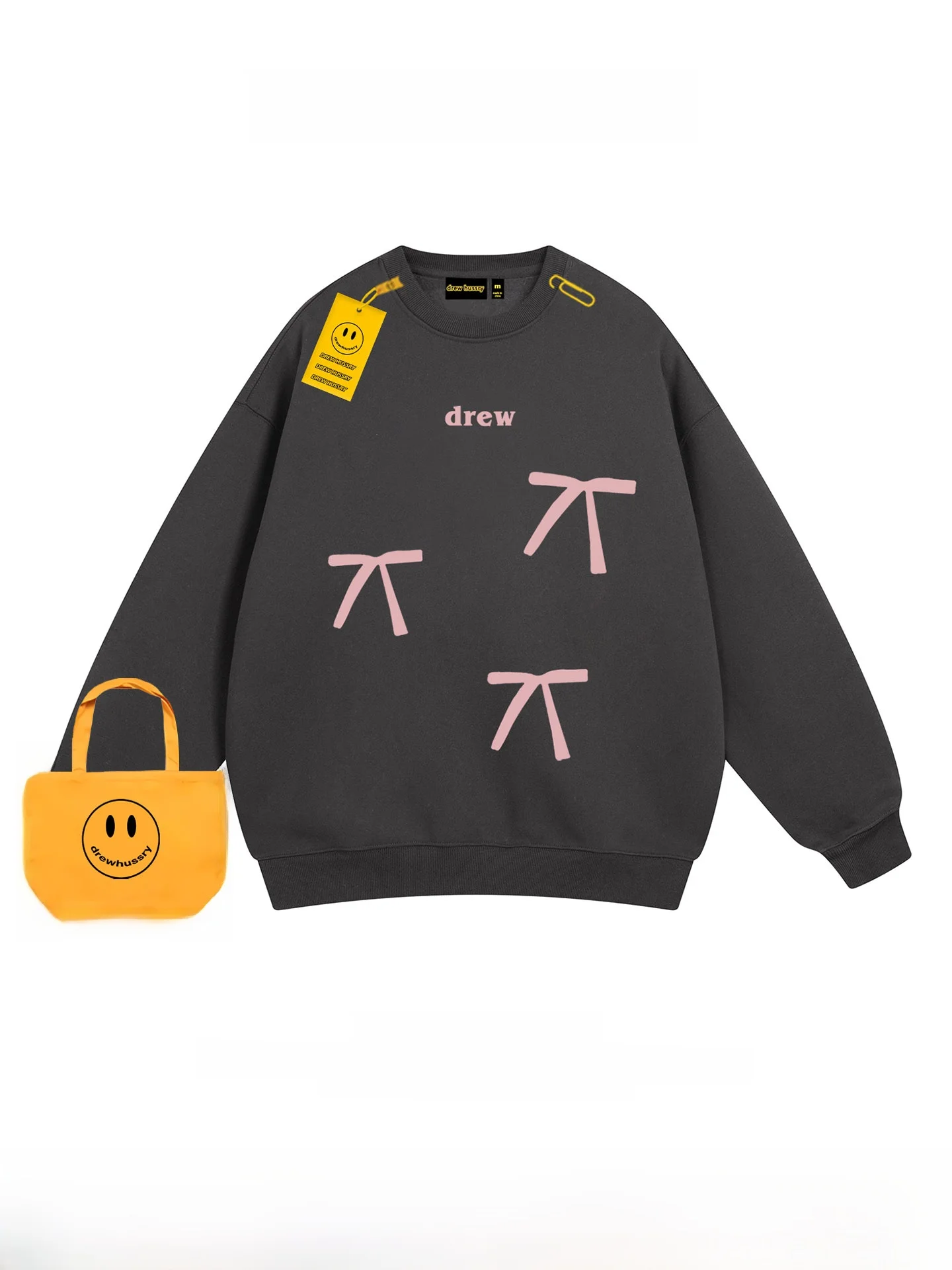 Américain Sle décontracté coupe ample rond Ne sweat hommes noeud imprimé automne haut d'hiver Streetwear Harajuku Sle