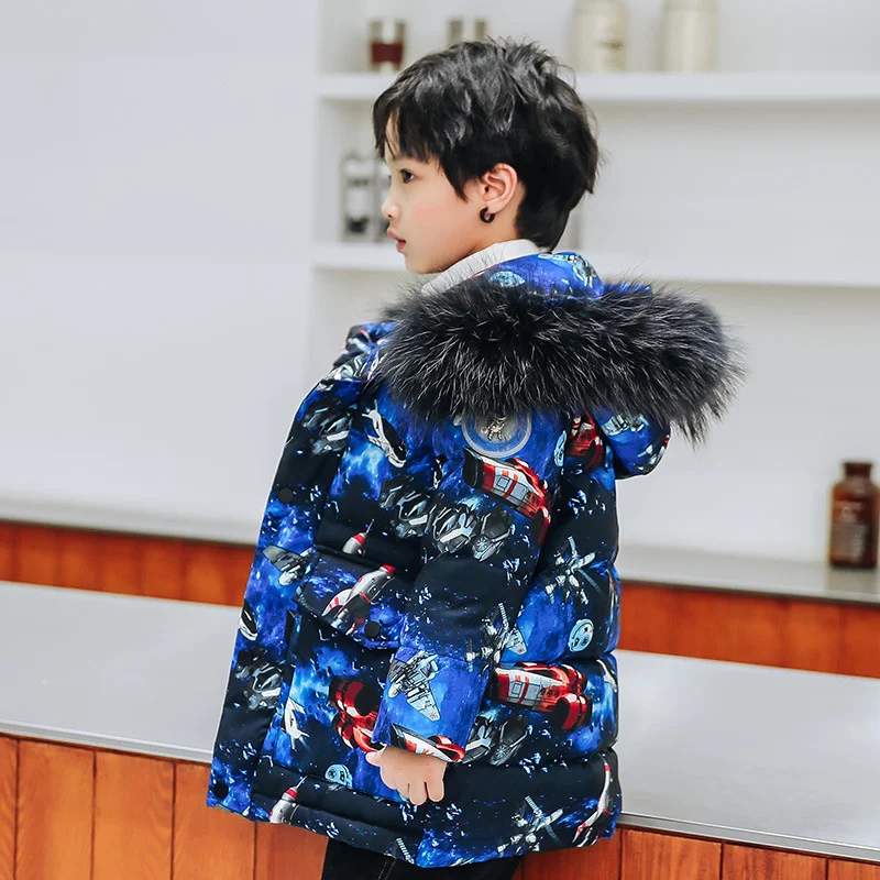 

Jacket -30 Children Winter Down Boy clothes Thick Warm Hooded Coat Kids Parka Real fur Teen clothing Outerwear snowsuit 2-10 Yrs