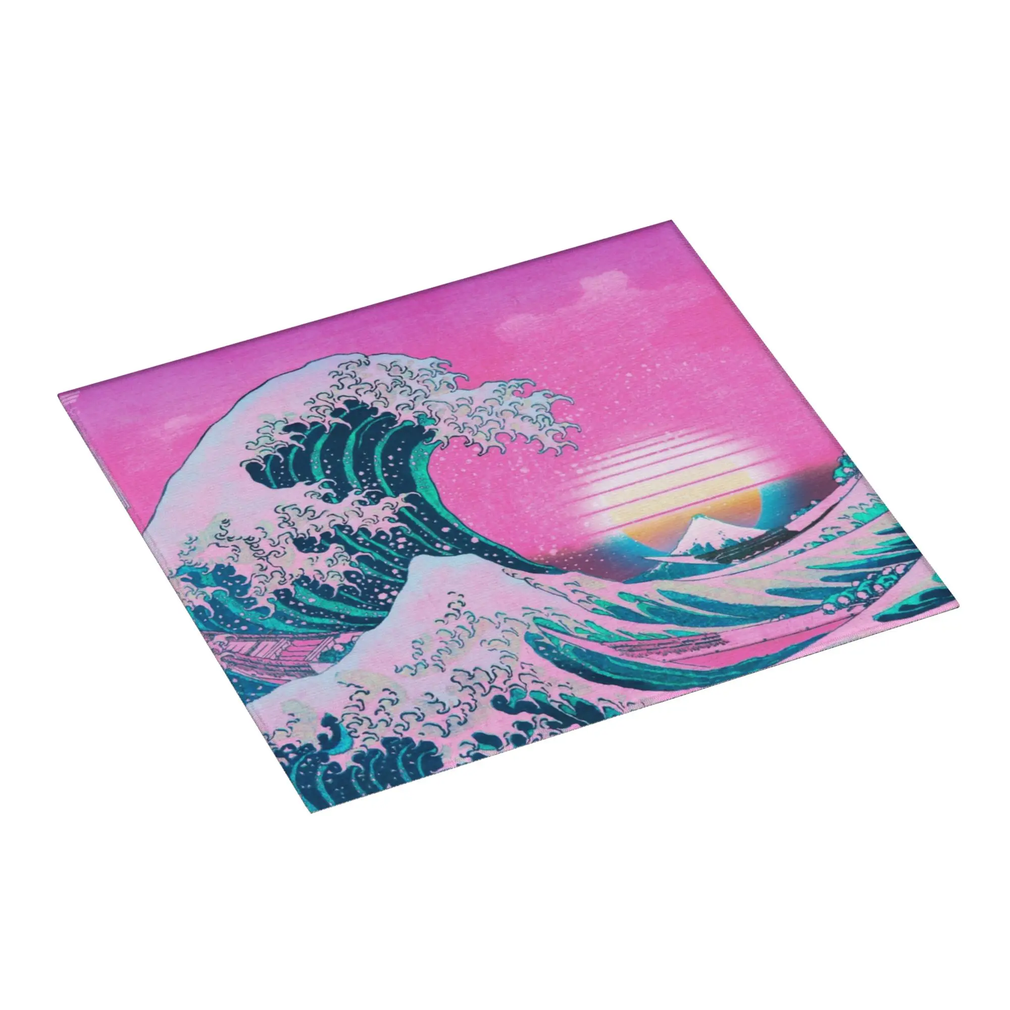 Vaporwave Aesthetic Great Wave Off Kanagawa Non Slip Kitchen Counter Protector Mat Barware Reusable Drying Mat For Kitchen