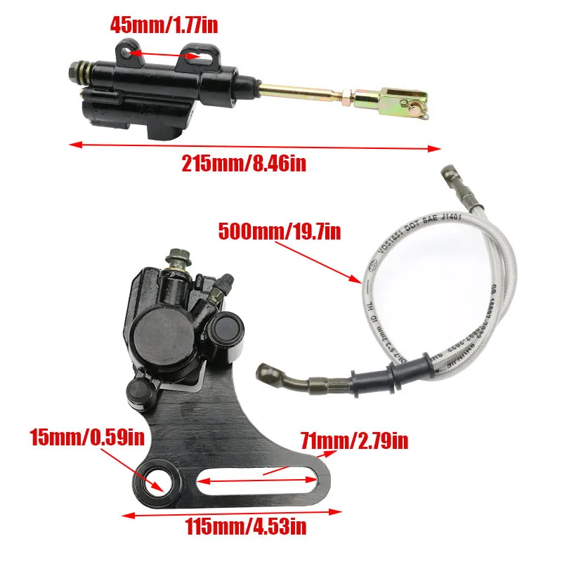 15MM Hydraulic Rear Disc Brake Caliper with Master Cylinder Motorcycle Fit 125cc -160cc Dirt Bike Motocross Accessories Refit