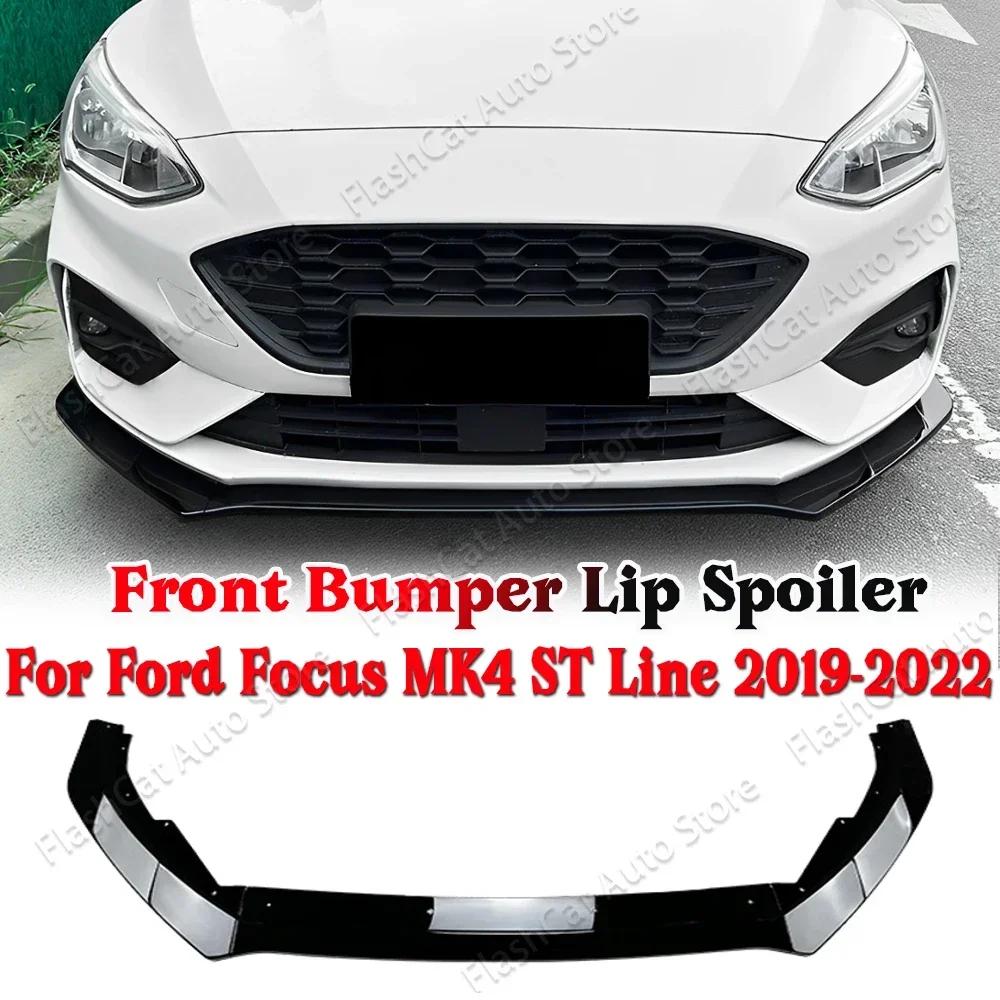 Car Front Bumper Lip Canards Splitter Spoiler Bumper Guard Tuning Body Kits ABS For Ford Focus MK4 ST Line 2019 2020 2021 2022