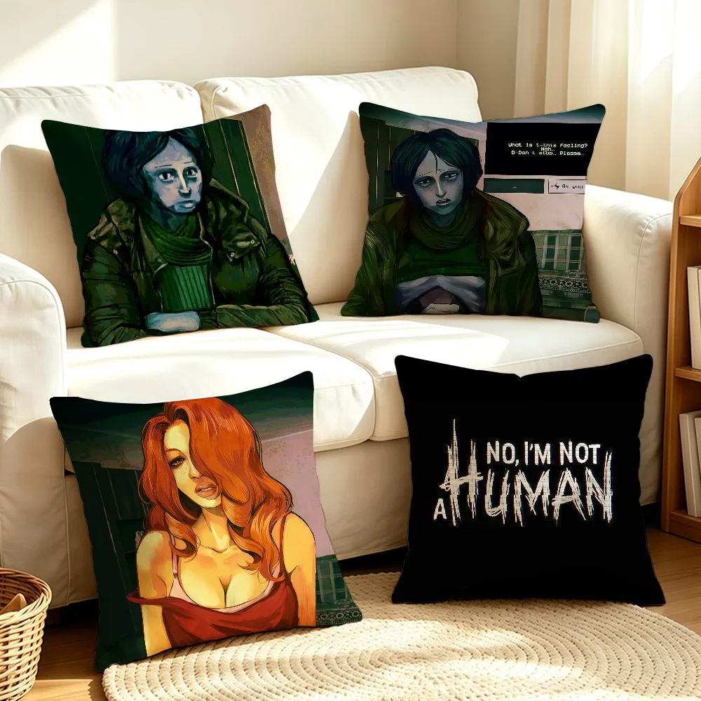 No Im Not a H-Human Game cushion cover Soft Smooth Hidden Zipper Washable Decorative Couch Office Housewarming Gift