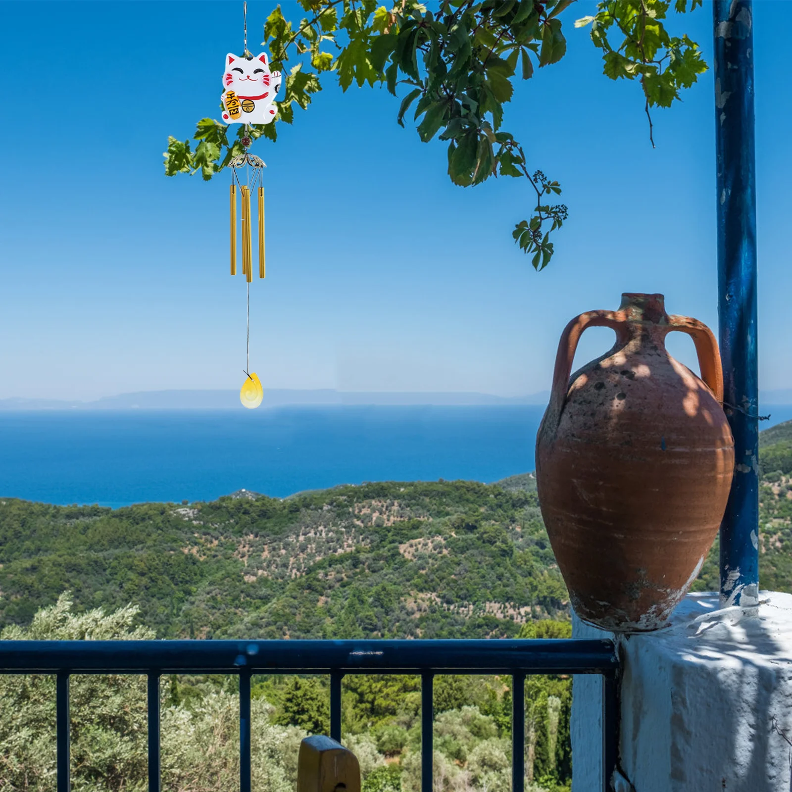 

Fortune Cat Wind Chimes Handcrafted Painted Garden Decor Aluminum Tubes Outdoor Indoor Relaxing Musical Bells