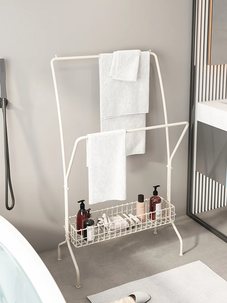 

Nordic minimalist home bathroom storage rack, towel rack, non perforated floor stand, bathroom