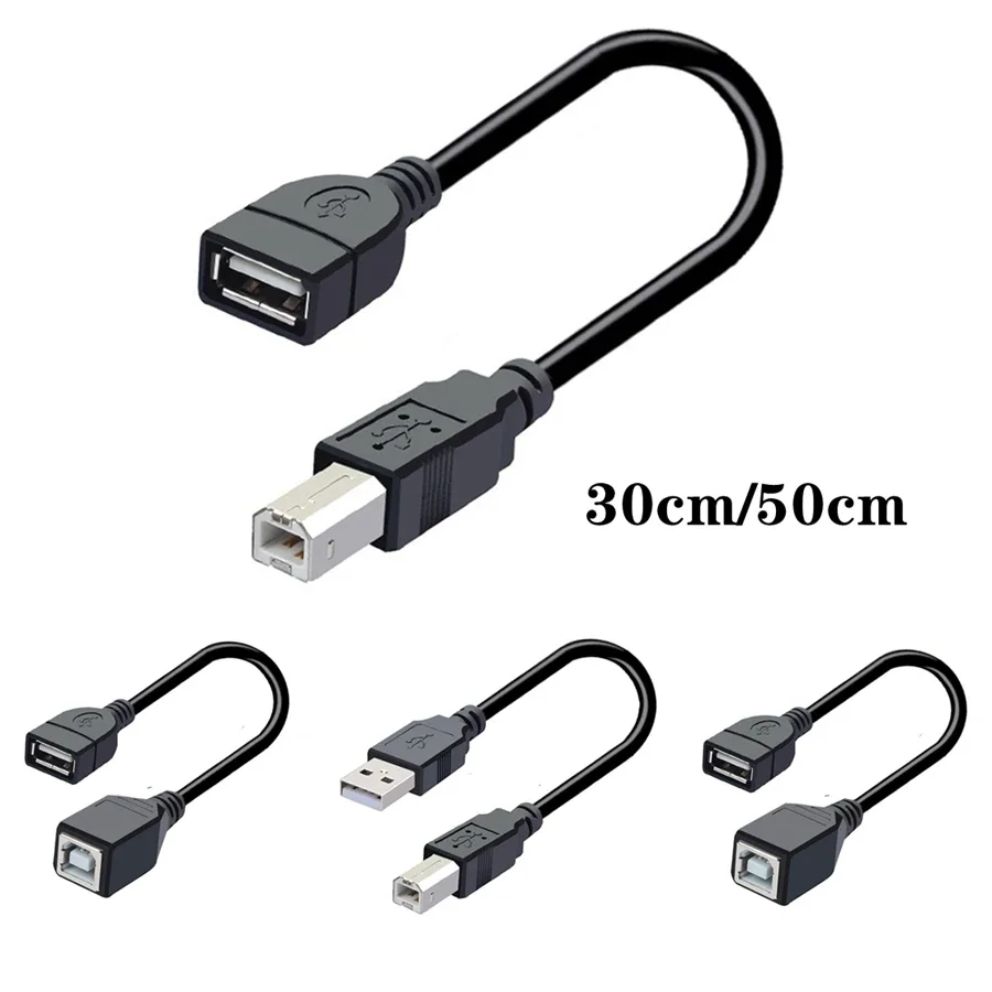 New USB 2.0 Type A Female Male To USB B Male Scanner Printer Cable USB Printer Extension Cable Laptops Flash Drive Adapter 30cm