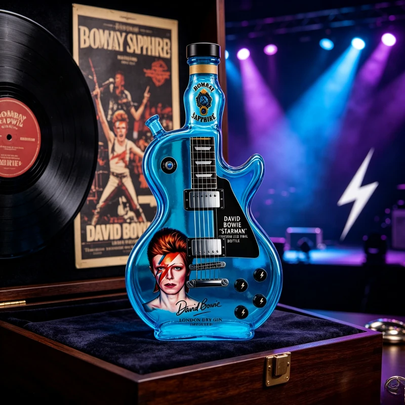 David Bowie Inspired Guitar Shaped Glass Decanter Rock Music Whiskey Bottle Home Bar Decoration Gift