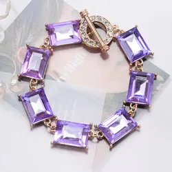 2024 New Purple Yellow Blue Glass Crystal Bracelets Women Charm Jewelry Luxury Boho Ethnic Statement Bracelet Female