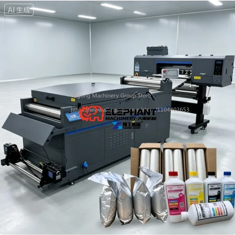 2 Head 60cm DTF A Inkjet Printer All-in-One DTF Pet Film Roll Heat Transfer A1 A2 A3 A4 Print New Powder Dyer Machine
