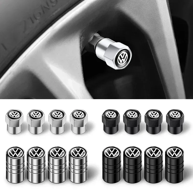 4pcs Car Tire Valve caps Emblem metal Cap Case For for VW Volkswagen Golf Polo Passat Touran accessories Car Styling