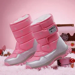 Dziecięce buty śniegowe dla dziewczynek zimowe ciepłe buty z futrem różowe, czarne dziecięce chłopięce botki Outdoor antypoślizgowa podeszwa rozmiar 27-38 #   BT9905