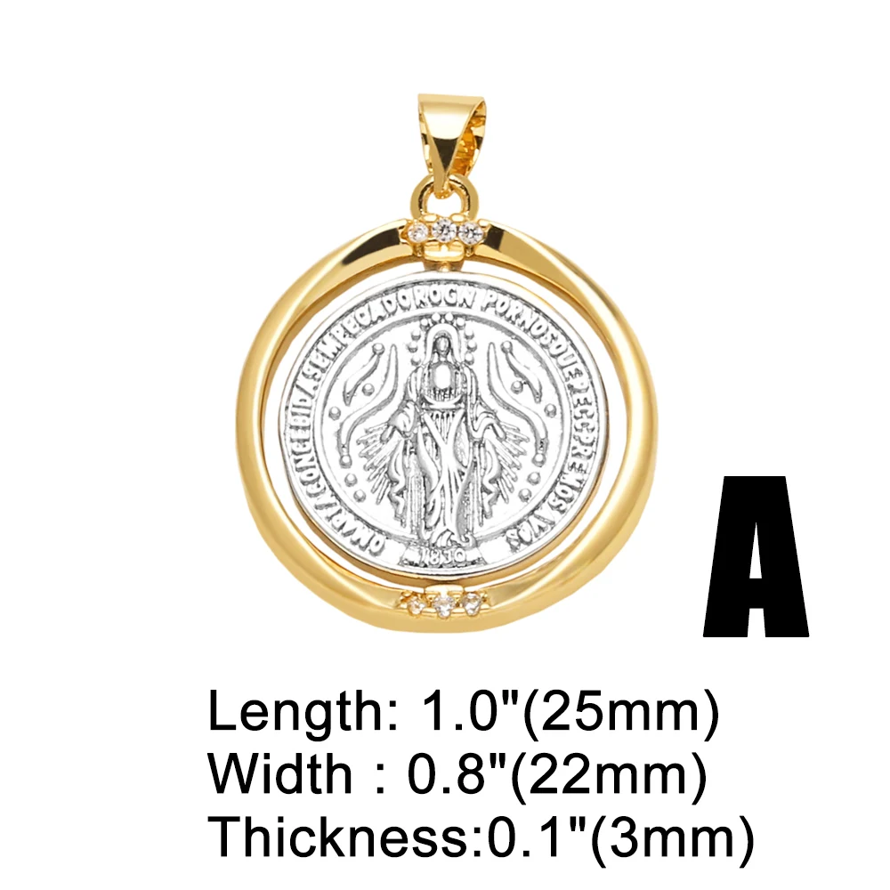 OCESRIO فضي اللون مريم العذراء قلادة للقلادة النحاس مطلية بالذهب الروح القدس البيضاوي مستلزمات صناعة المجوهرات pdta373