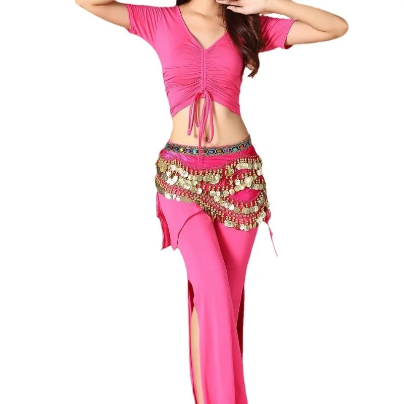 

customized belly dance costumes set plus size dance practice outfit pants drawstring top
