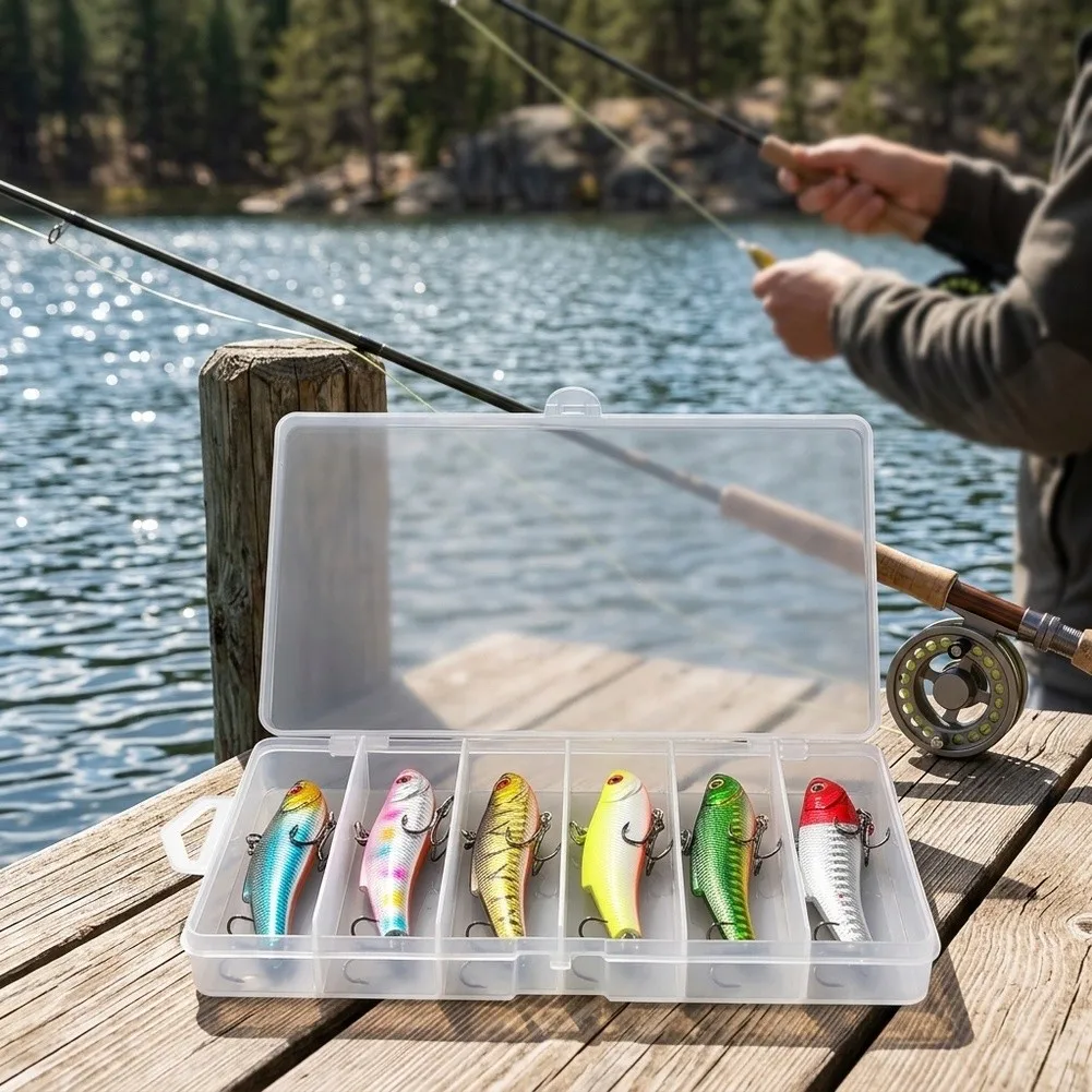 7cm 16g Hard Bait Lure 6 Pack for Bass Fishing with Realistic Fish Movement For Vibrating Noise and Strong Barbed Hooks