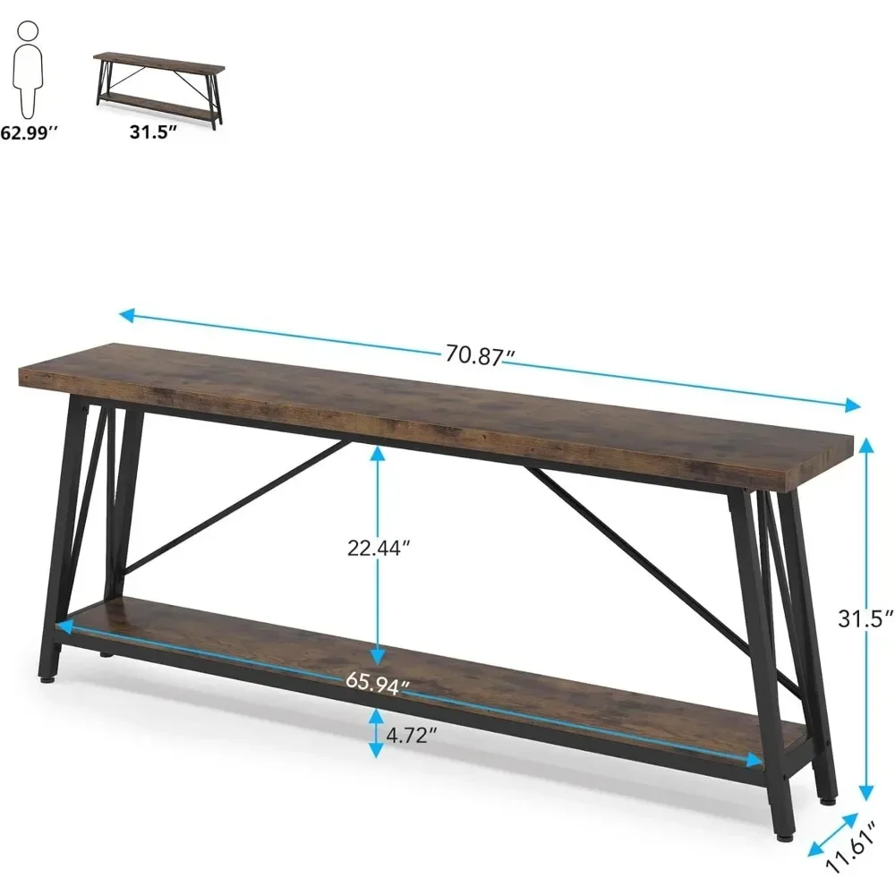 70.9 Inches Extra Long Sofa Table Behind Couch, Industrial Entry Console Table for Hallway, Entryway  DK(Origin)