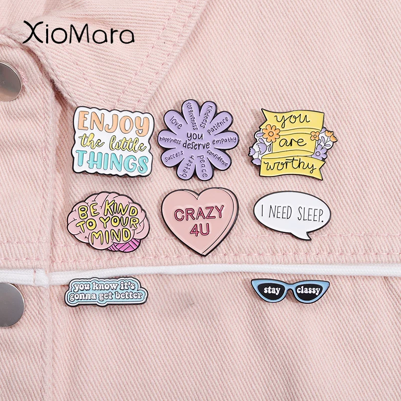 Fun Slogan Enamel Pin You Know It's Gonna Better Be Kind To Your Mind Brooches Lapel Backpack Badge Jewelry Gift For Friends