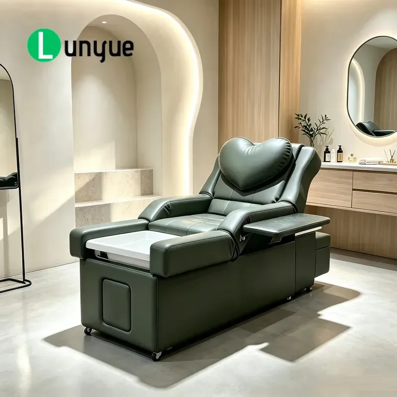 Luxury Modern Hair Shampoo Bed with LED Ambient Light and Steam Function for Spa Beauty Center Furniture