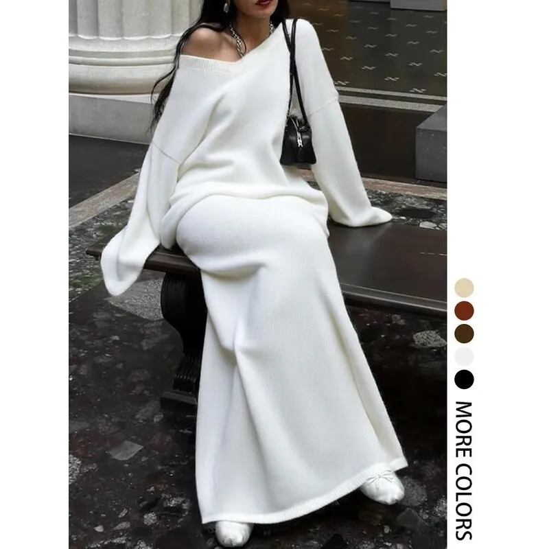 

Lazy Vneck Sweater Set Women's Fashion Summer Outfit Casual Comfortable Sweater Ensemble Cross-Border No Brand Registered
