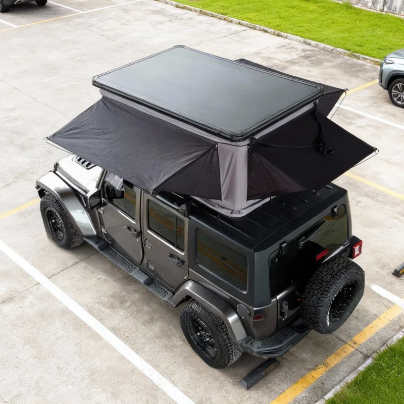 High Quality All Season Automatic Aluminum Alloy Hard Shell Roof Top Tent For 2-4 Person SUV Camping