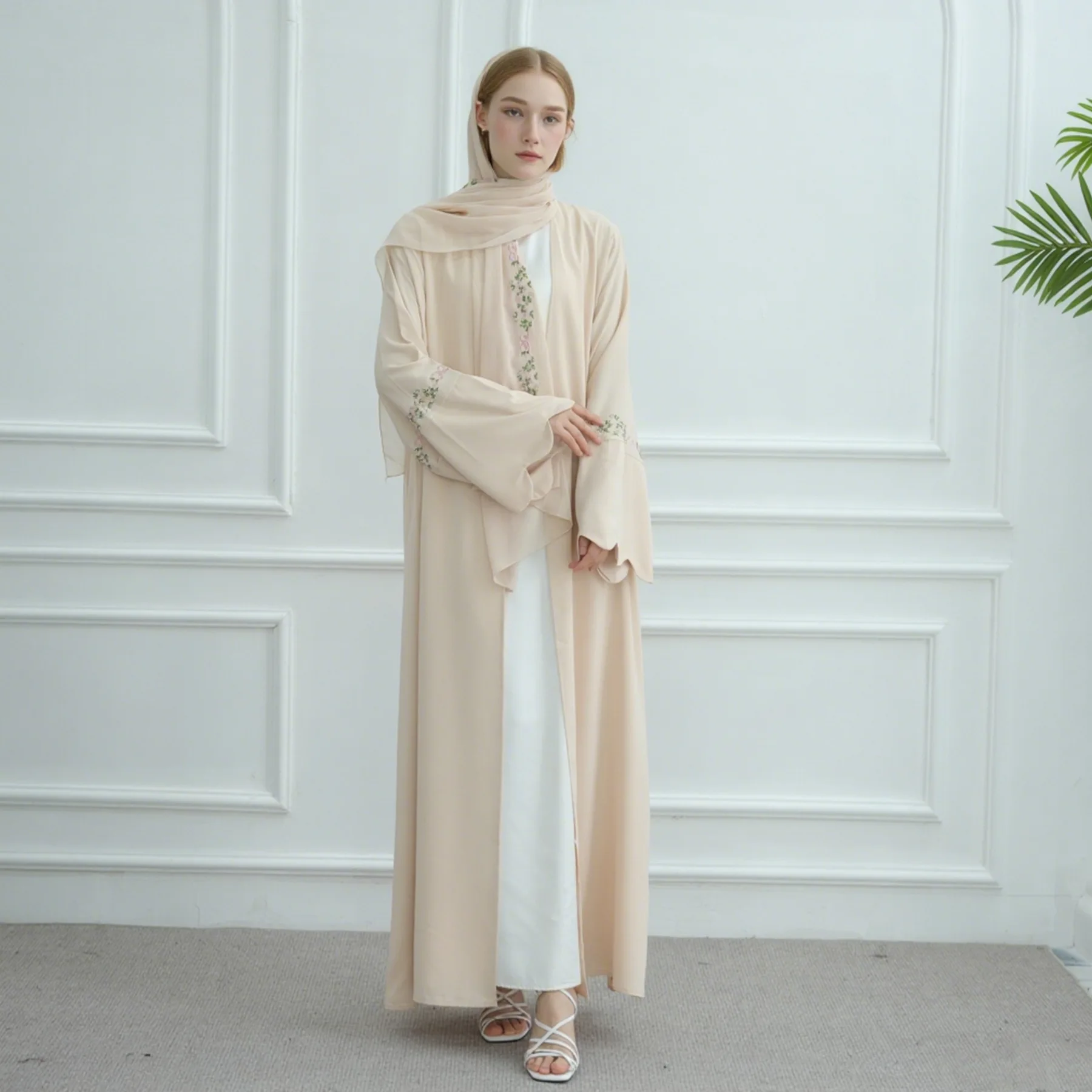 Women Dress Open Abaya Ramadan Eid Muslim Embroidery Party Dresses Cardigan Robe Morocco Dubai Kaftan Islam Vestidos Jalabiya 3