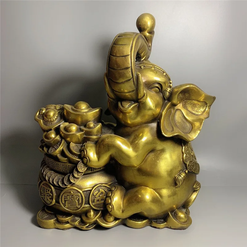 Brass Elephant Treasure Bowl Ornament for Shop Office Desk Living Room Home Craft Decoration Gift