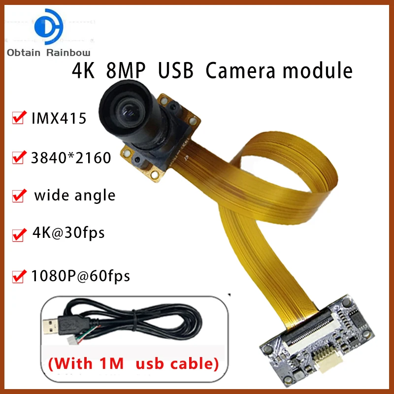 Модуль камеры 3840*2160 4K HD CMOS IMX415 90 градусов USB 30FPS MJPEG, YUY2 OTG UVC Plug and Play для Lightburn Mini веб-камеры