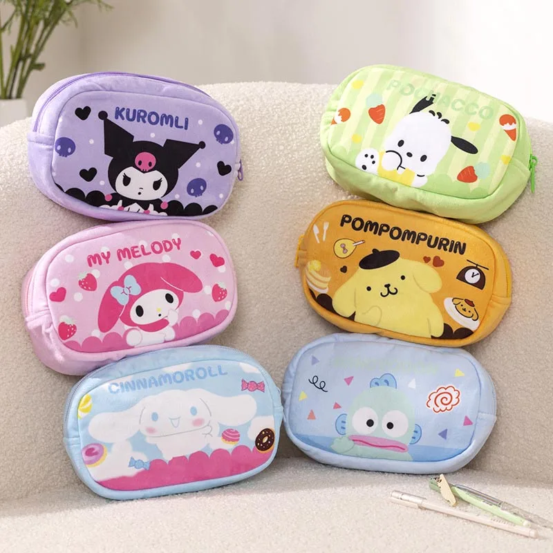 6pcs/lot Sanrio Melody Kuromi Pencil Case Cute Hangyodon Pochacco Pencil Cosmetic Bags Stationery Pouch Gift School Supplies