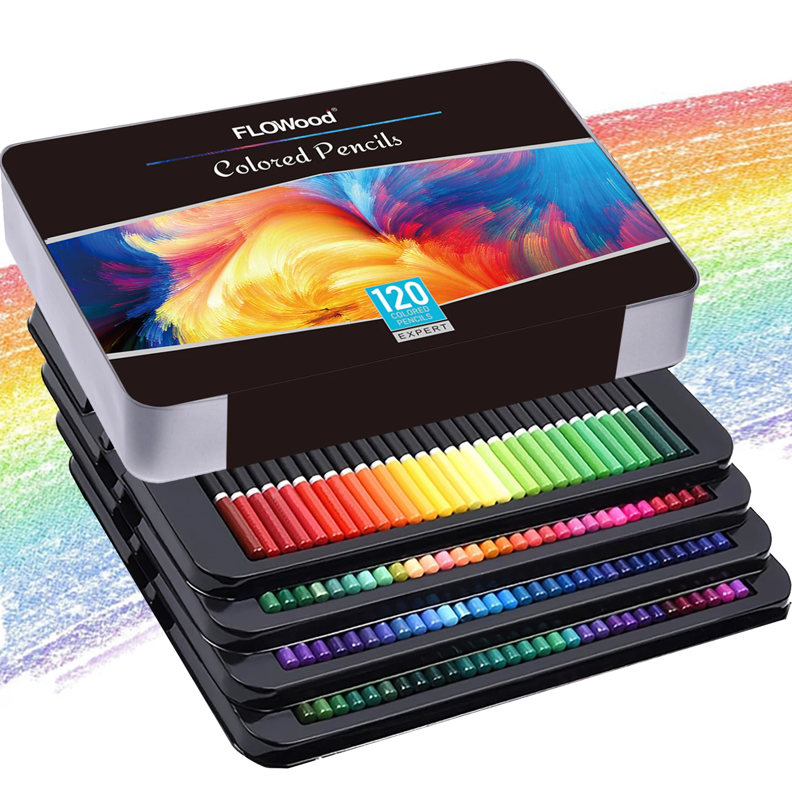 120 Colored Pencils Set, Soft Core Professional Numbered Art Drawing Pencils for Sketching Shading Blending Crafting, Tin