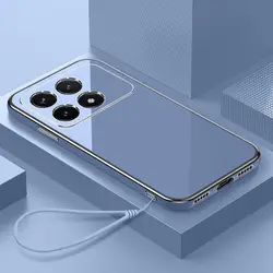 For Xiaomi Poco F6 Pro 5G Case Xiaomi Poco F6Pro Phone Case Straight frame Square Plating Silicone Back Soft rubber Cover