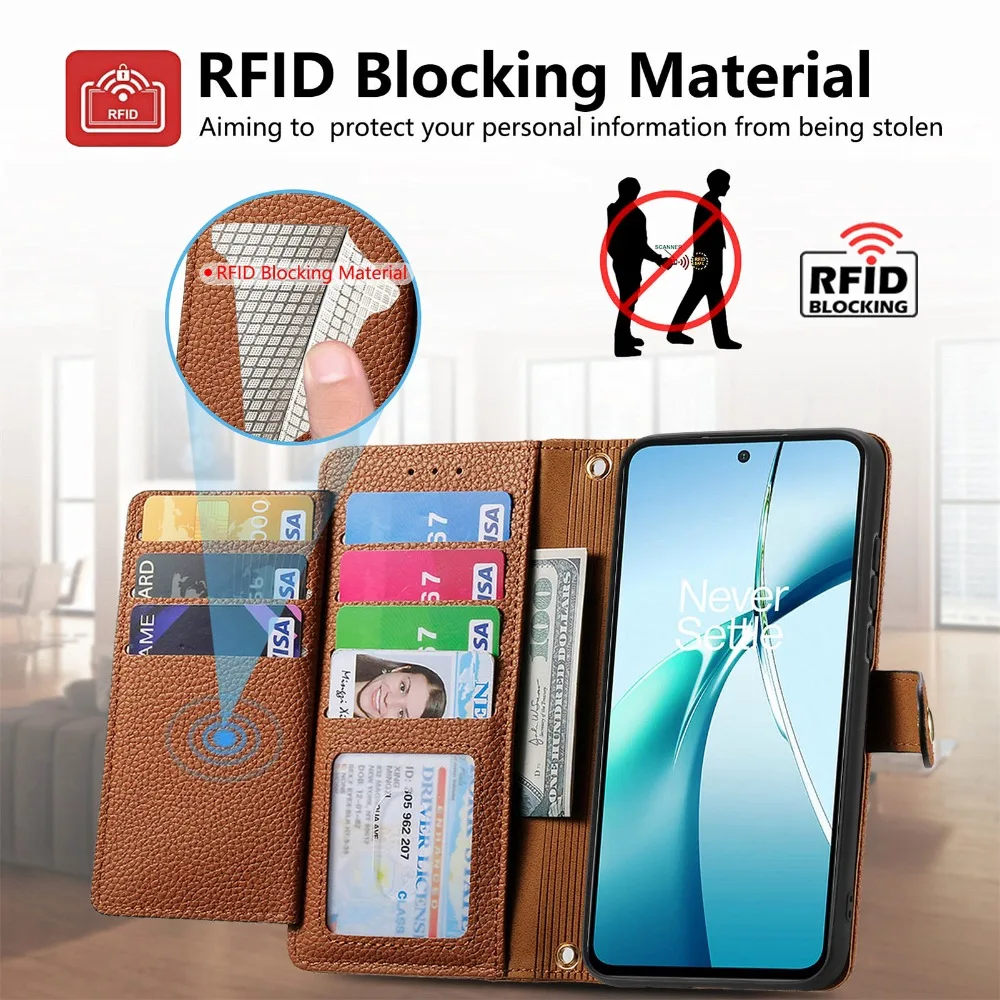 

Кожаный чехол через плечо с RFID-молнией для телефона Nothing 3a Pro 5G, откидная крышка, магнитный кошелек, чехол Nothing CMF Phone 2 Pro 1 2a Funda