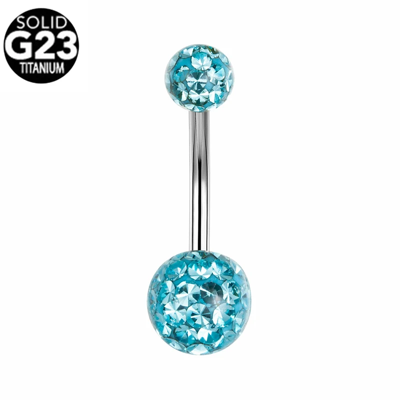 1Pc G23 Titanium CZ Belly Button Ring Waterproof Beach Accessory Navel Piercing Earring 16G Titanium Rod Bohe Women Body jewelry