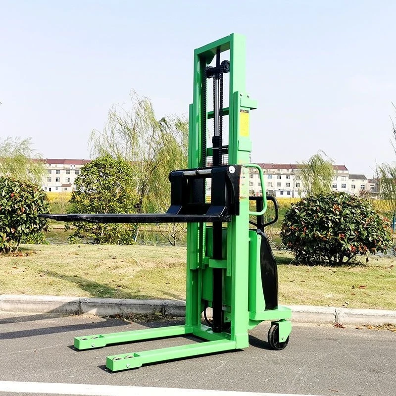 1 Ton 2 Ton Semi Electric Hydraulic Stacker Lift Forklift Automatic Lifting Stacking Loading Unloading Machine Electric Forklift