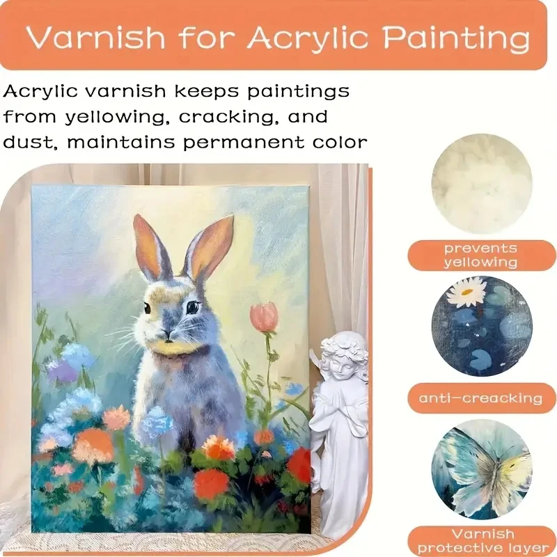 60/120/200ml Acrylic Varnish Non-Yellowing Clear Gloss Protective Film Non-Toxic Sealant With Brush For DIY Crafts Paintings