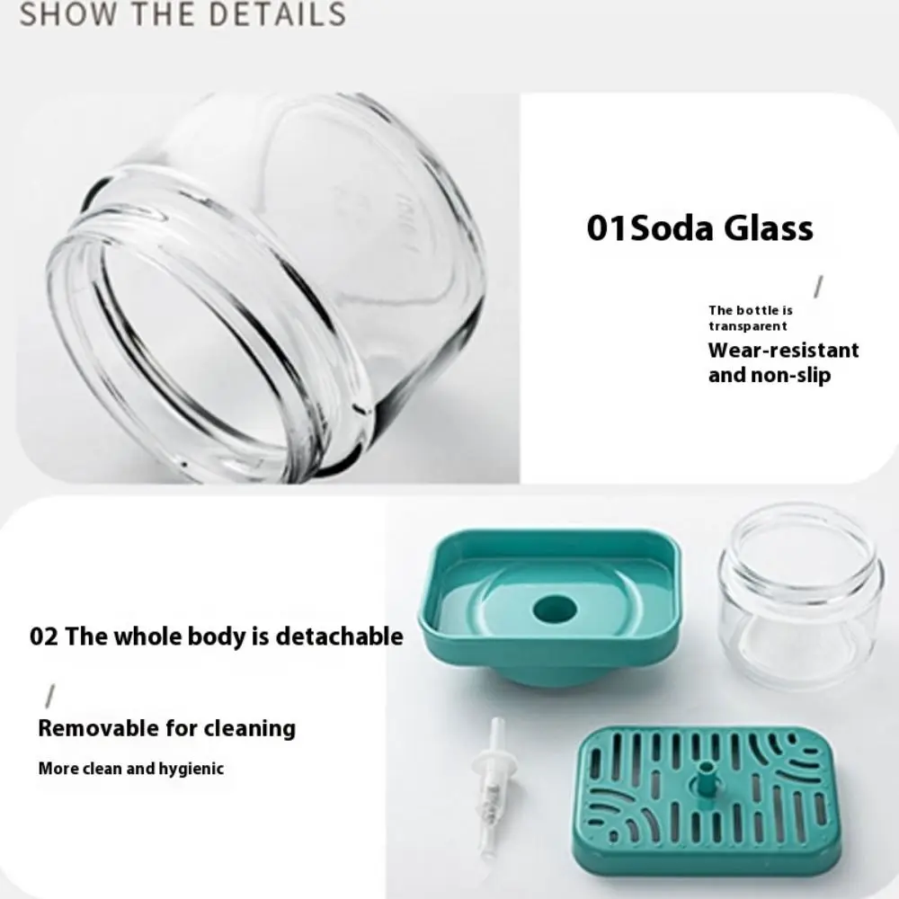 

280ml Dish Soap Dispenser Glass Easy Press Kitchen Dish Soap Box with Sponge Holder Portable Press Type Soap Dispenser Bathroom
