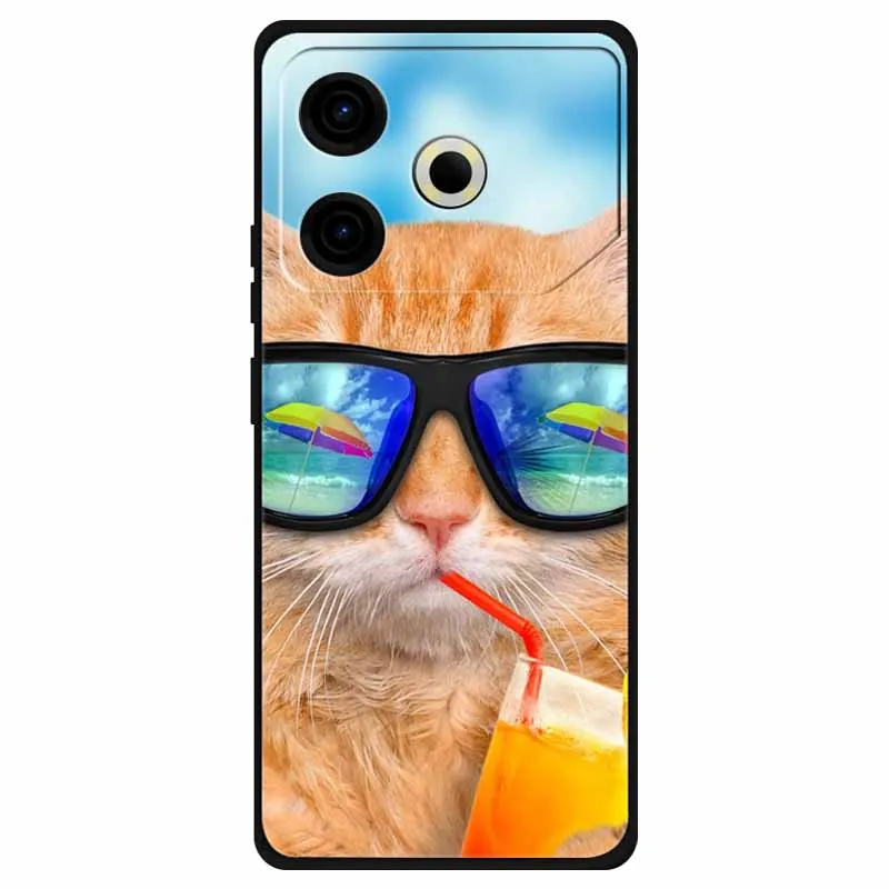 For Tecno Pova 6 Neo Case Silicone Soft Lovely Cat Printed Back Cover For Tecno Phantom X2 Pro Cases Marble Protection Shell