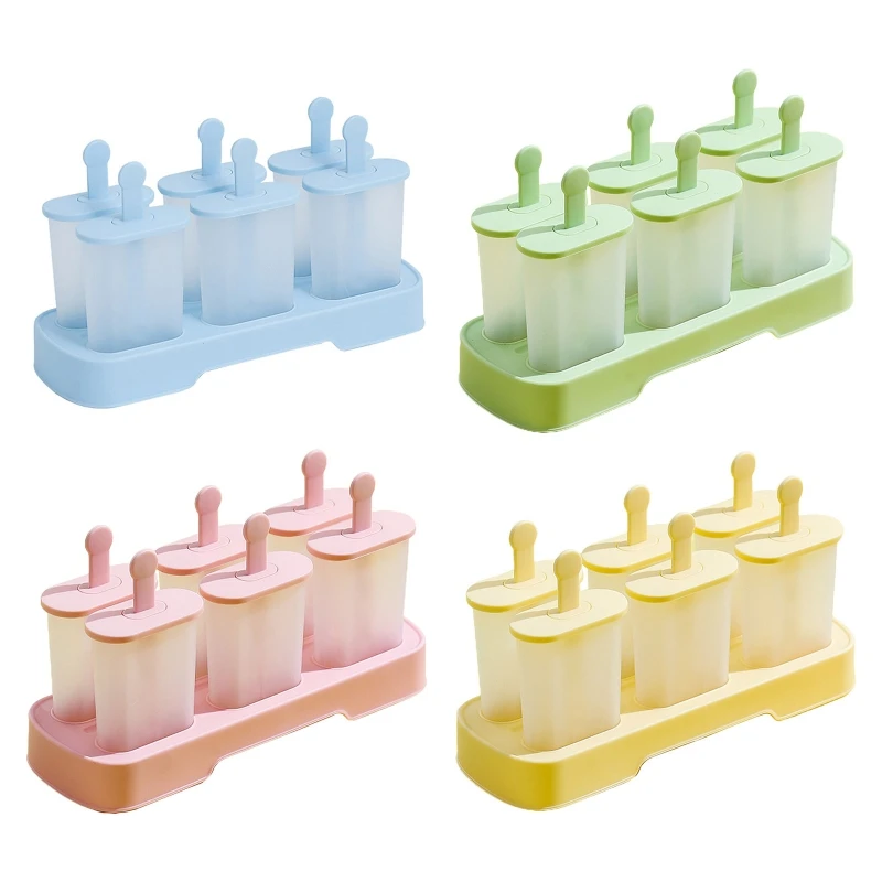 6Pcs/Set Plastic Popsicles Molds with Tray Reusable Sticks Homemade Kids Ice Cream Chocolate Mould DIY Lolly Maker Dropshipping