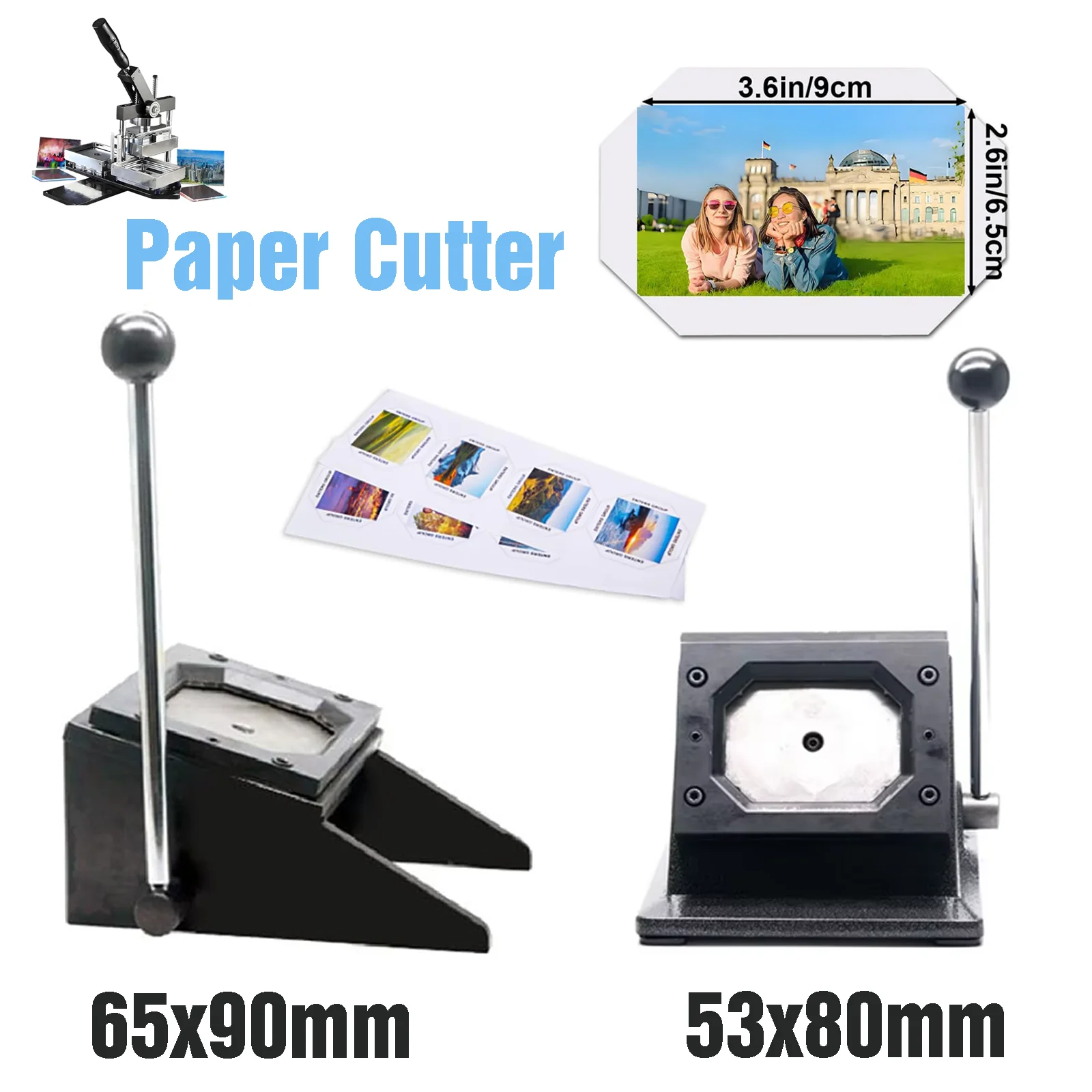 53x80/65x90mm Paper Cutter Machine for DIY Button Badges Fridge Magnets Making Machine Crafts Supply 65x90mm Portable Hand Tools