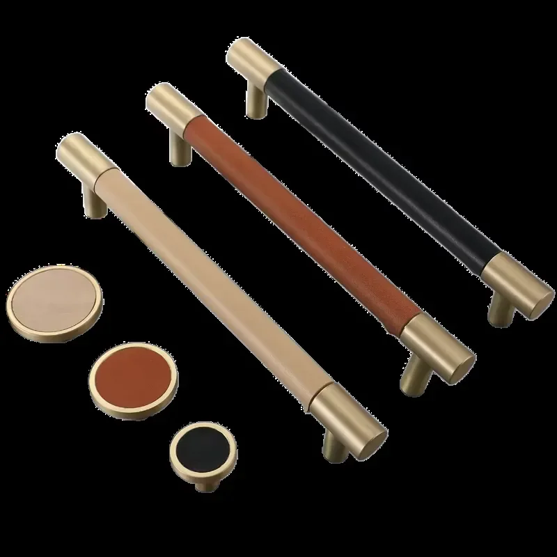 Nordic Brass Cabinet Handle Simple Luxury Drawer Pull for Kitchen Bathroom Wardrobe Furniture Hardware Modern Gold Tone Knob