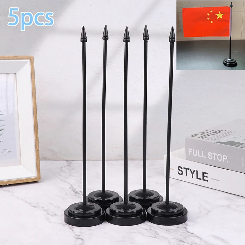 5 Pcs 6.3*28cm Universal Flagpole Flag Display Stand Desk Flagpole Ornament Flag Stand Plastic Flagpole With Base