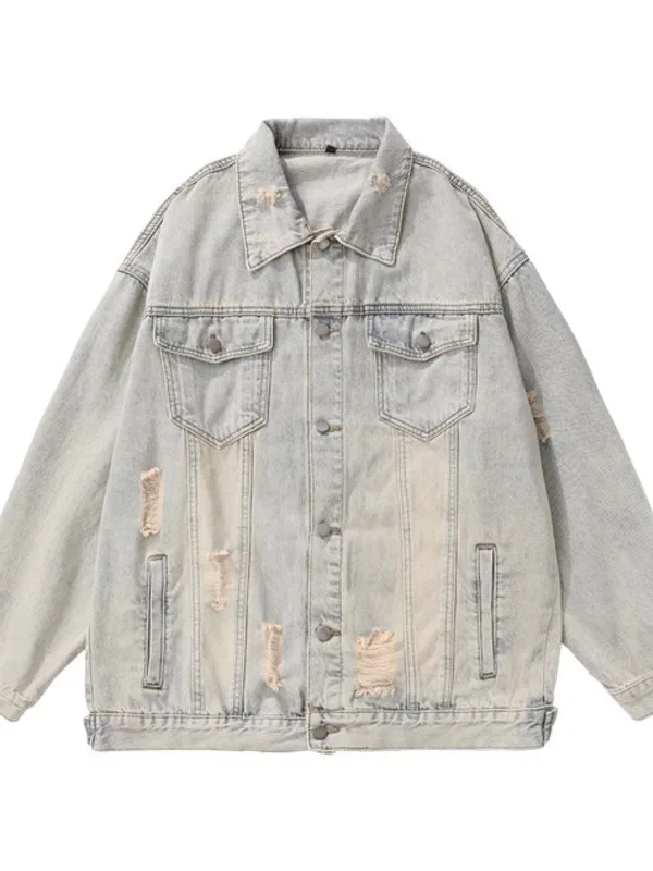 

Waed Denim Jaet Casual Loose Fit Long Sve for Men And Women Teenagers Wear Resistant Vintage American Sle Streetwear