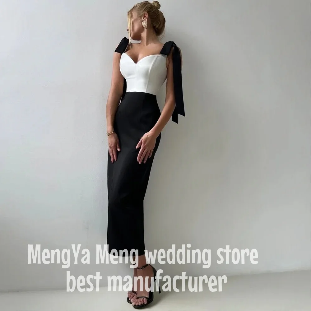 

ZHUISHU современное контрастное вечернее платье с милым бантом на тонких бретельках, прямое атласное вечернее платье длиной до щиколотки по индивидуальному заказу