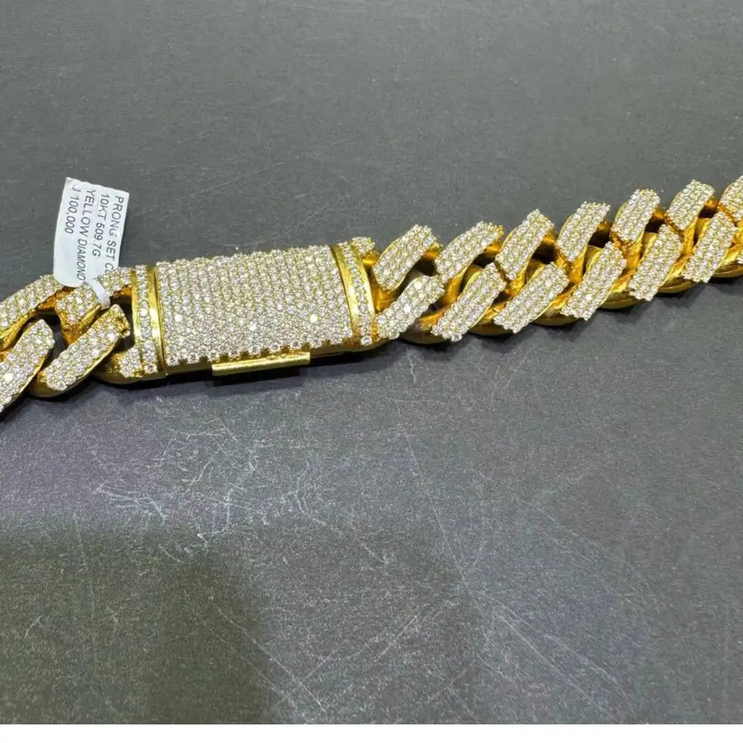 Luxury Best Selling Gold Plated 18MM VVS Moissanite Sterling Silver Cuban Link Chain Iced Out Hip Hop Style Unisex Miami Necklac